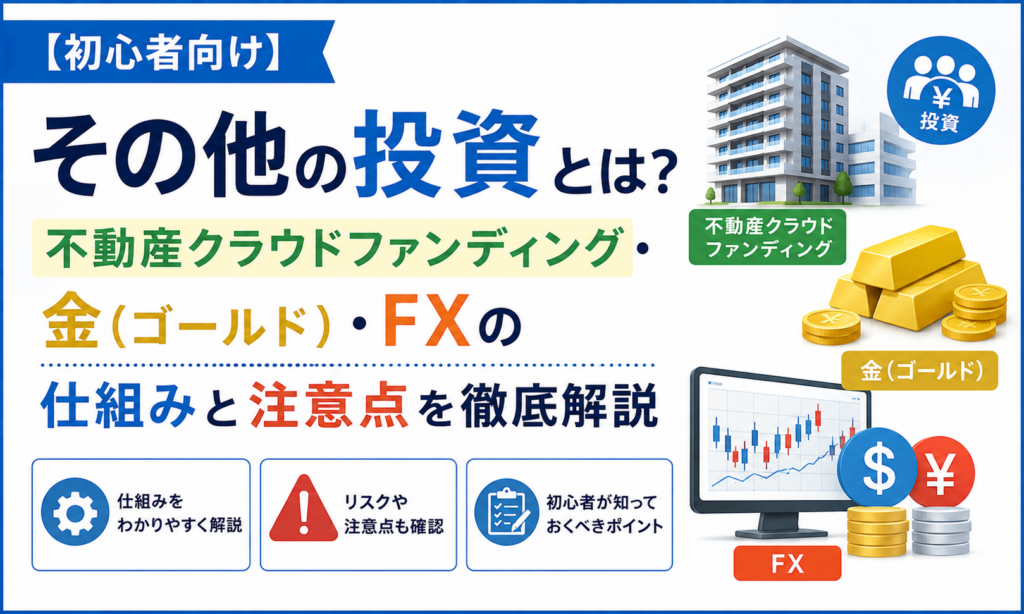 【初心者向け】その他の投資とは？不動産クラウドファンディング・金（ゴールド）・FXの仕組みと注意点を徹底解説