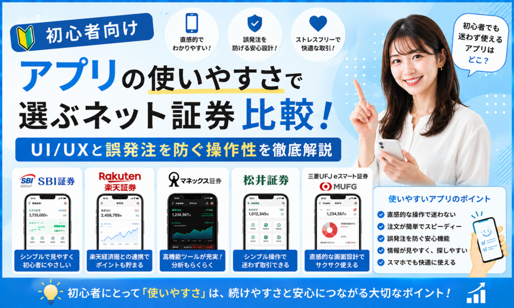 【初心者向け】アプリの使いやすさで選ぶネット証券比較！UI/UXと誤発注を防ぐ操作性を徹底解説