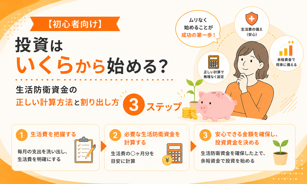 【初心者向け】投資はいくらから始める？生活防衛資金の正しい計算方法と割り出し方3ステップ