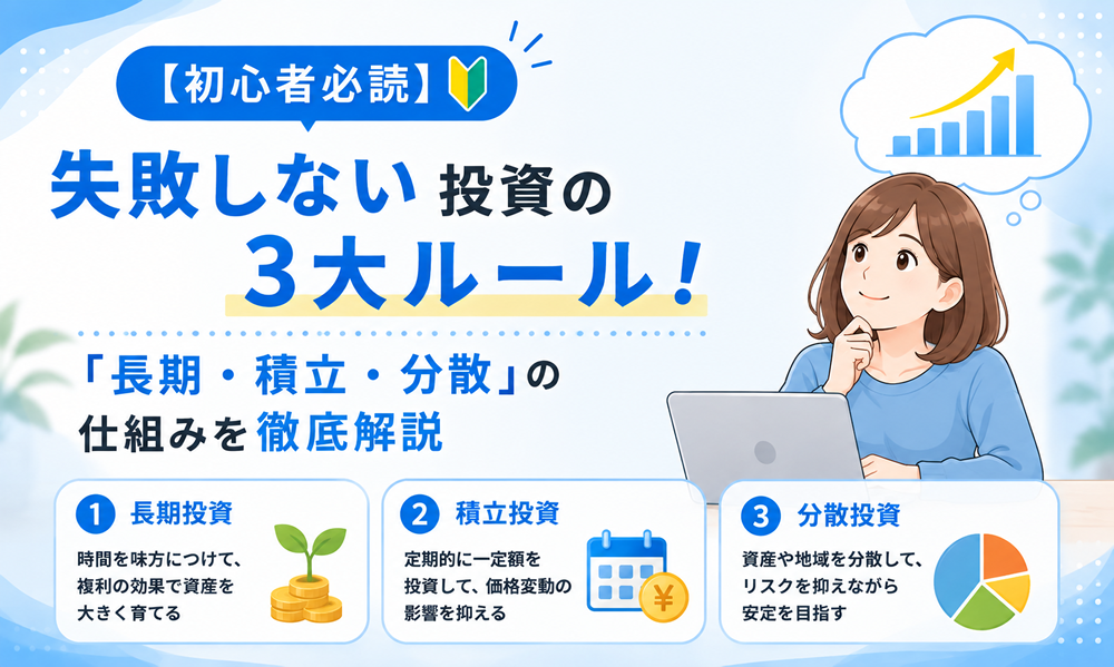 【初心者必読】失敗しない投資の3大ルール！「長期・積立・分散」の仕組みを徹底解説