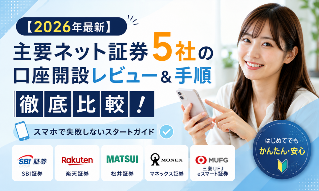 【2026年最新】主要ネット証券5社の口座開設レビュー＆手順徹底比較！スマホで失敗しないスタートガイド
