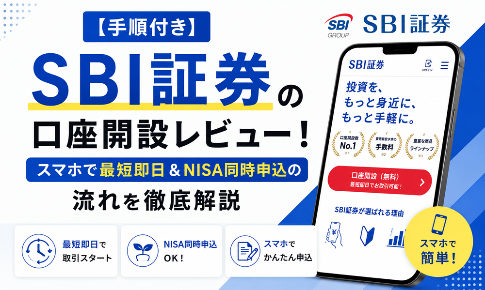 【手順付き】SBI証券の口座開設レビュー！スマホで最短即日＆NISA同時申込の流れを徹底解説