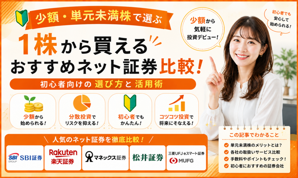 【少額・単元未満株で選ぶ】1株から買えるおすすめネット証券比較！初心者向けの選び方と活用術