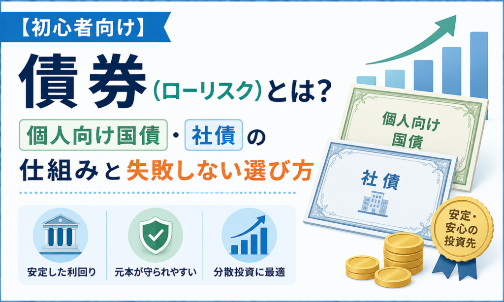 【初心者向け】債券（ローリスク）とは？個人向け国債・社債の仕組みと失敗しない選び方